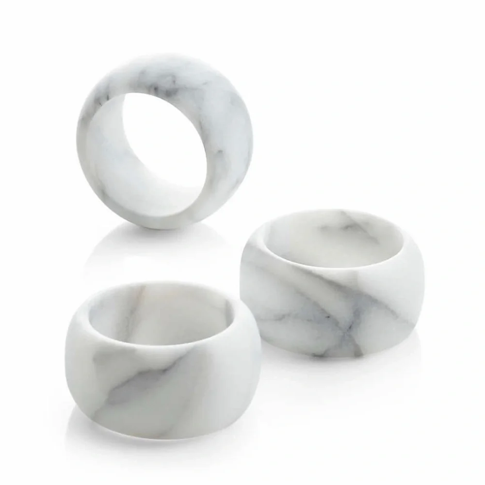 Crate&Barrel Marble Napkin Rings, set of 4